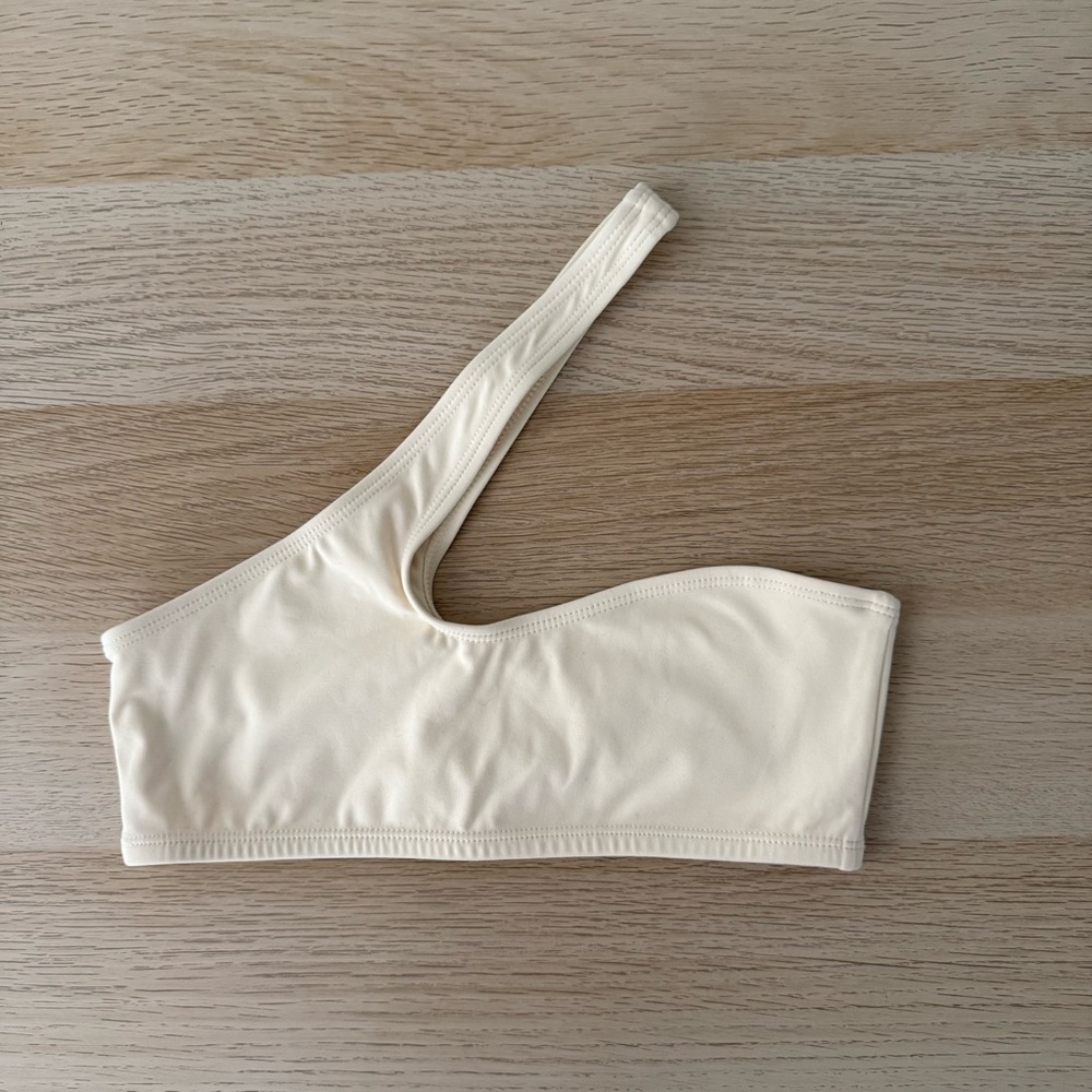 Cream One-Shoulder Crop Top